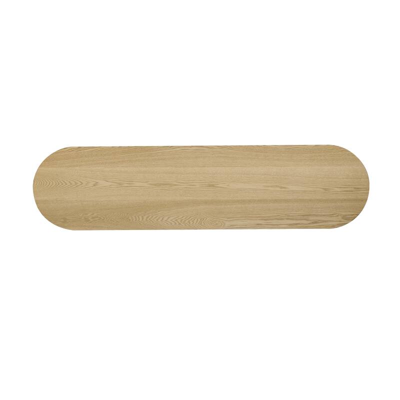 63" Oval Console Table with Ash Veneer, Sleek Design