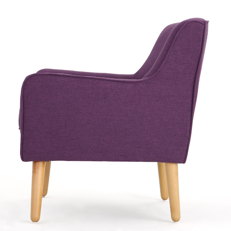 Felix Accent Armchair, Splayed Birch Wood Legs, Button Tufted Purple