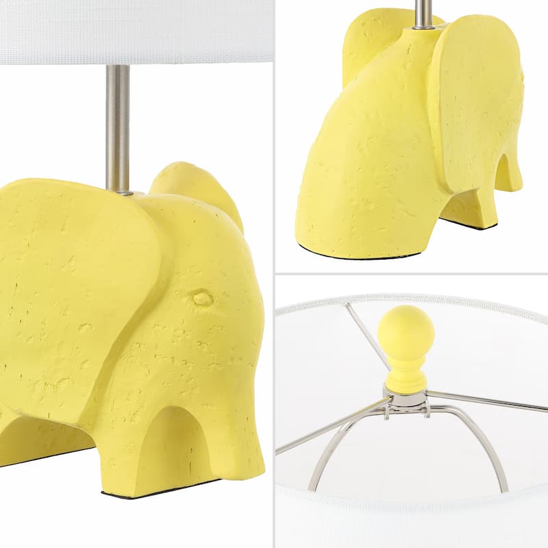 Harlow 17.5" Eclectic Southwestern Resin/Iron Elephant LED Kids Table Lamp, by JONATHAN Y