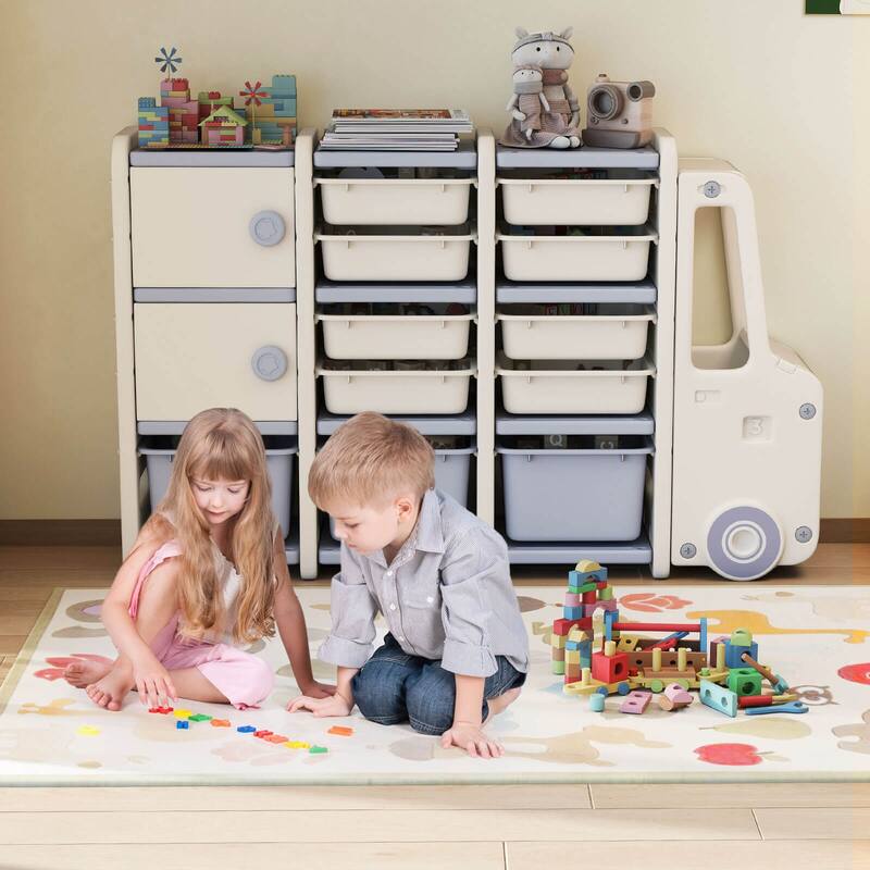 Costway Kids Toy Storage Organizer with 2 Cabinets & 11 Removable Bins - See Details