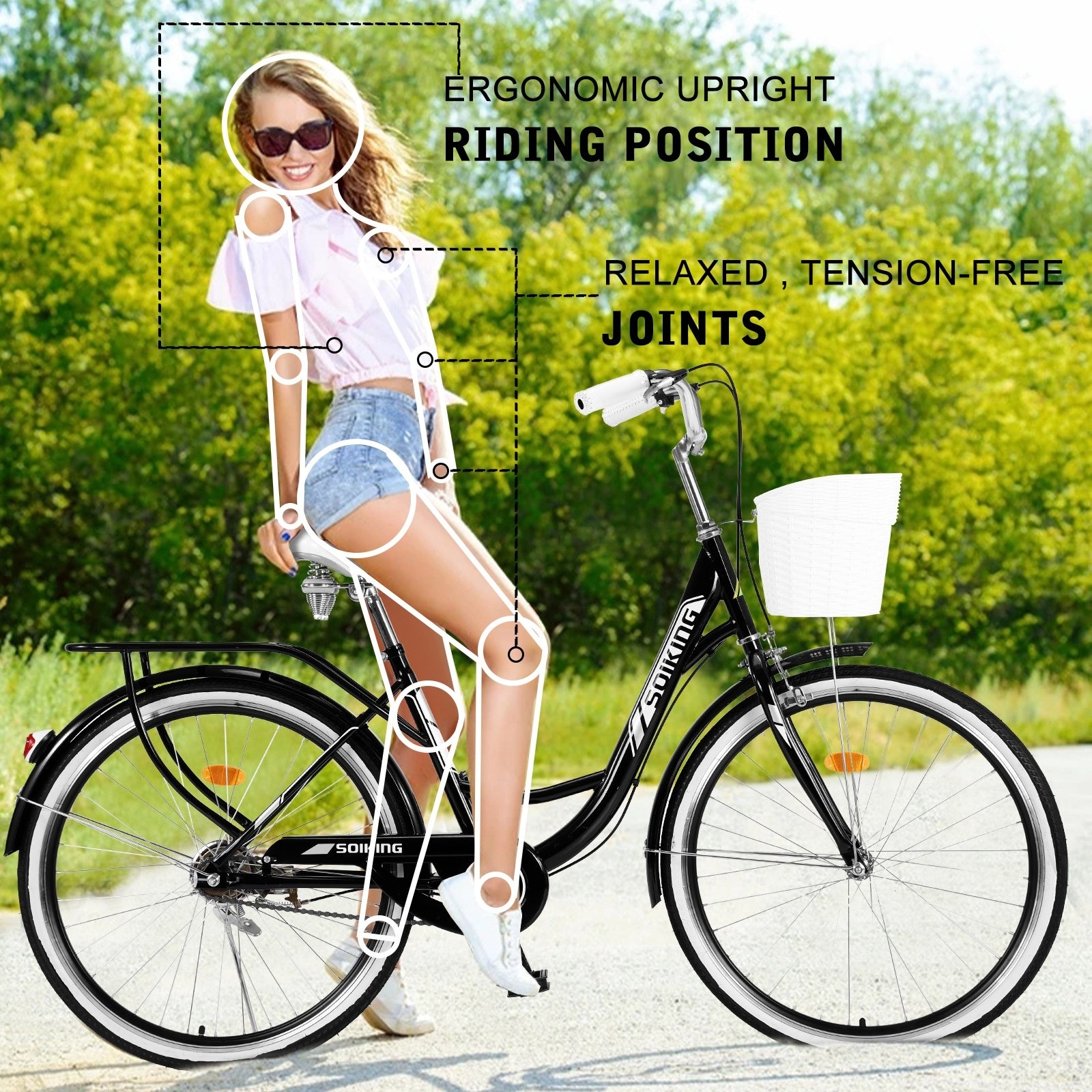 26 Inch Women Comfort Bikes Beach Cruiser Bike Single Speed
