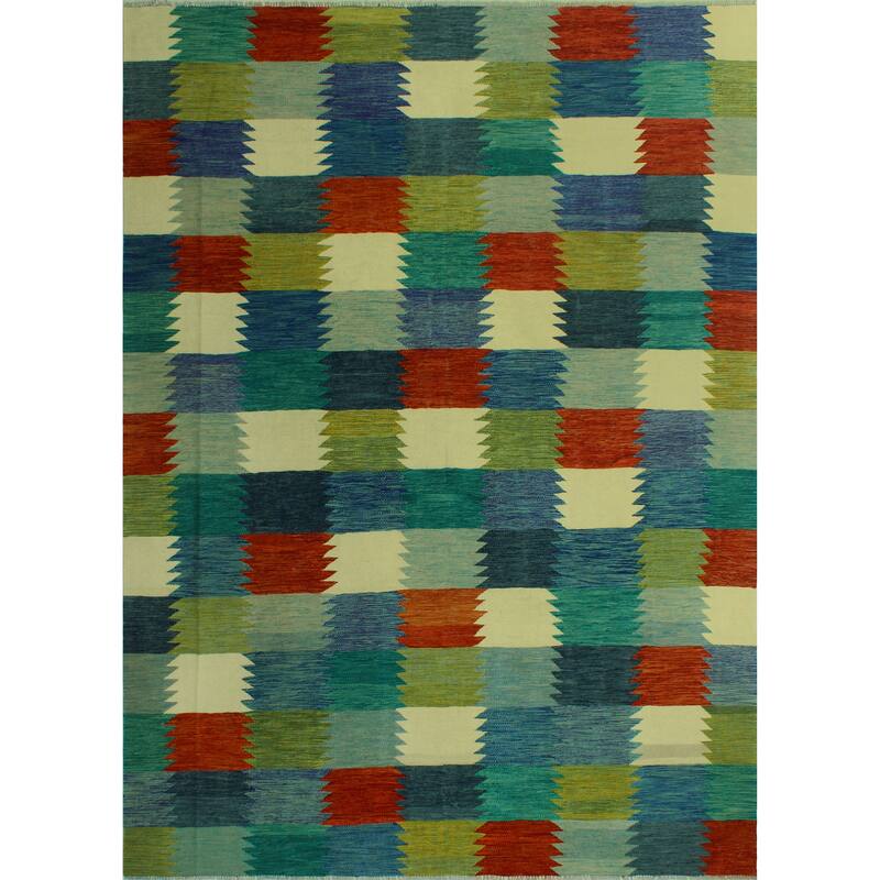 Hand-Woven Winchester Kilim Hafez Ivory/Rust Rug - 8'7" x 11'8"