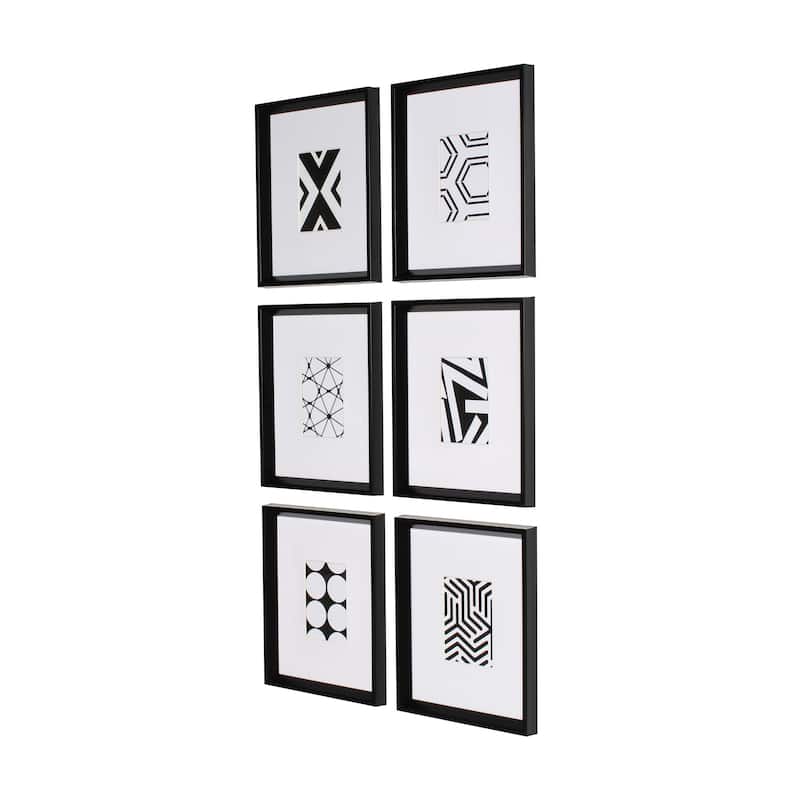 Kate and Laurel Calter 6 Piece Framed Black and White Print Art Set