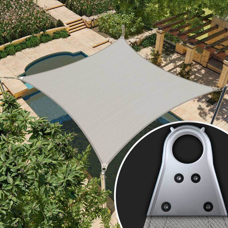 ColourTreeUSA Square Sun Shade Sail Reinforced Super Ring HDPE Mesh Fabric Screen Canopy UV Block 260 GSM