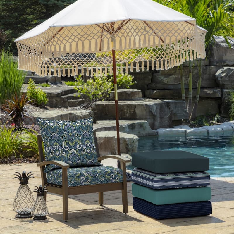 ARDEN Sapphire Blue Leala Damask Outdoor 24 x 22 in. Deep Seat Cushion Set - 22 W x 24 D in.