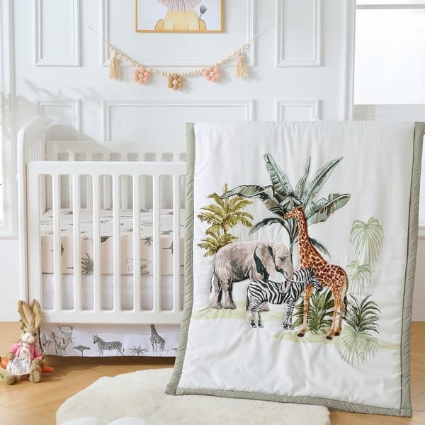 slide 2 of 5, Sweet Home Collection Wild Safari 4-Piece Nursery Baby Crib Bedding Set