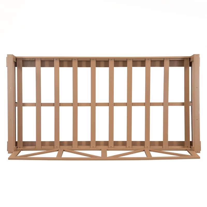 Durable Acacia Wood Twin Size Patio Swing Bed with High Backrest and 16.4ft Hemp Ropes