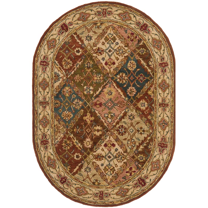 SAFAVIEH Handmade Heritage Chiseko Traditional Oriental Wool Rug - 4'6" x 6'6" Oval - Beige/Beige