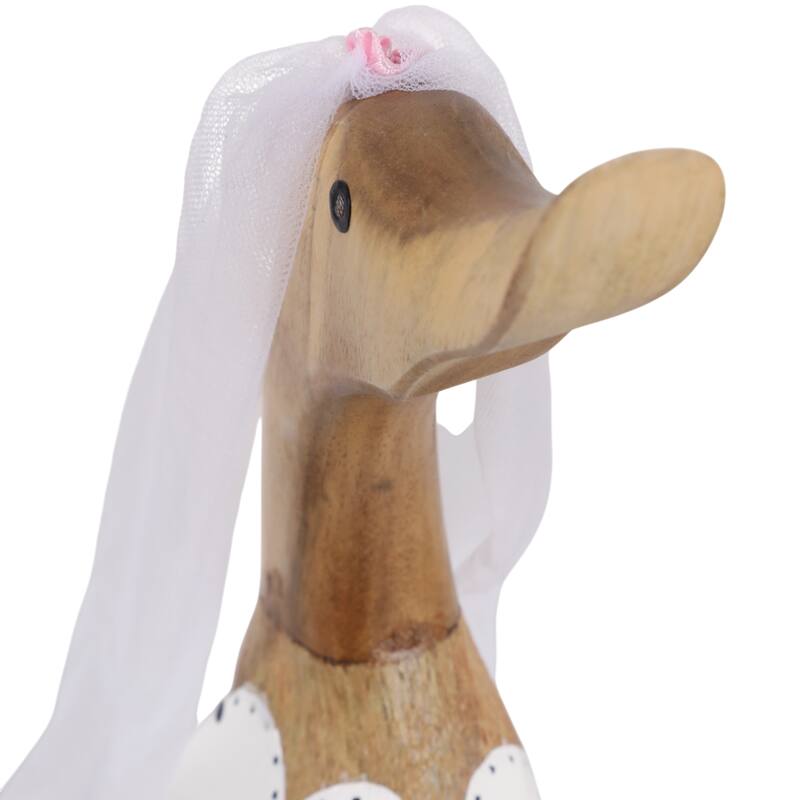 Decorative Wooden Wedding Duck Figurine Sculpture - 16.0"