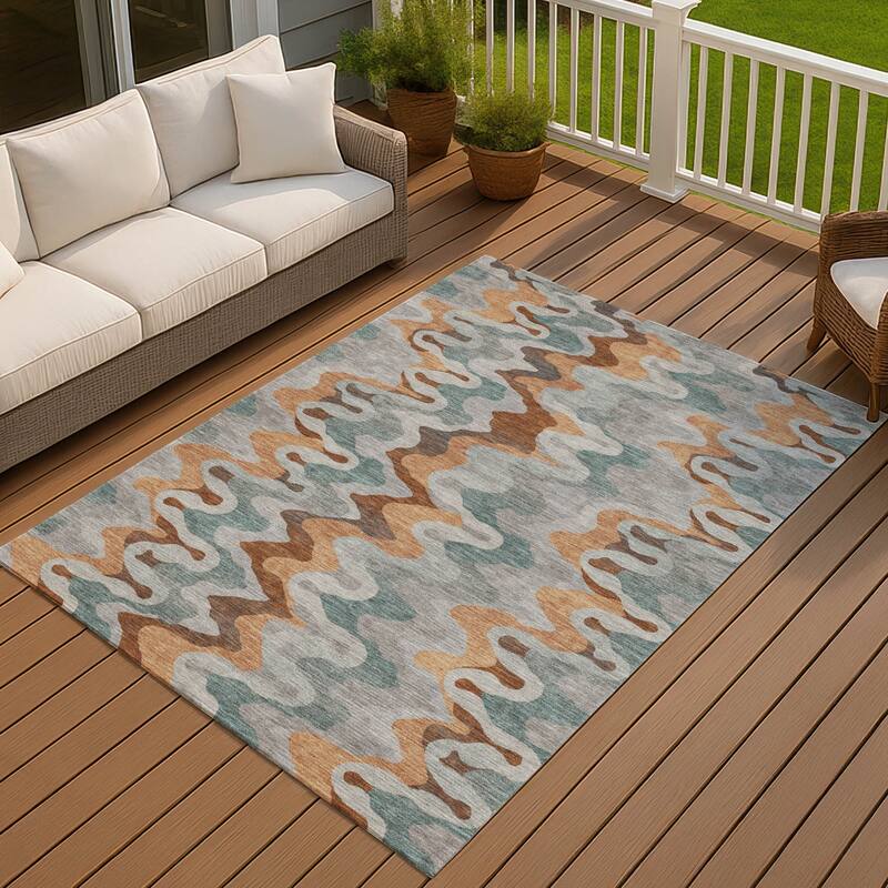 Machine Washable Indoor/ Outdoor Modern Mason Chantille Rug