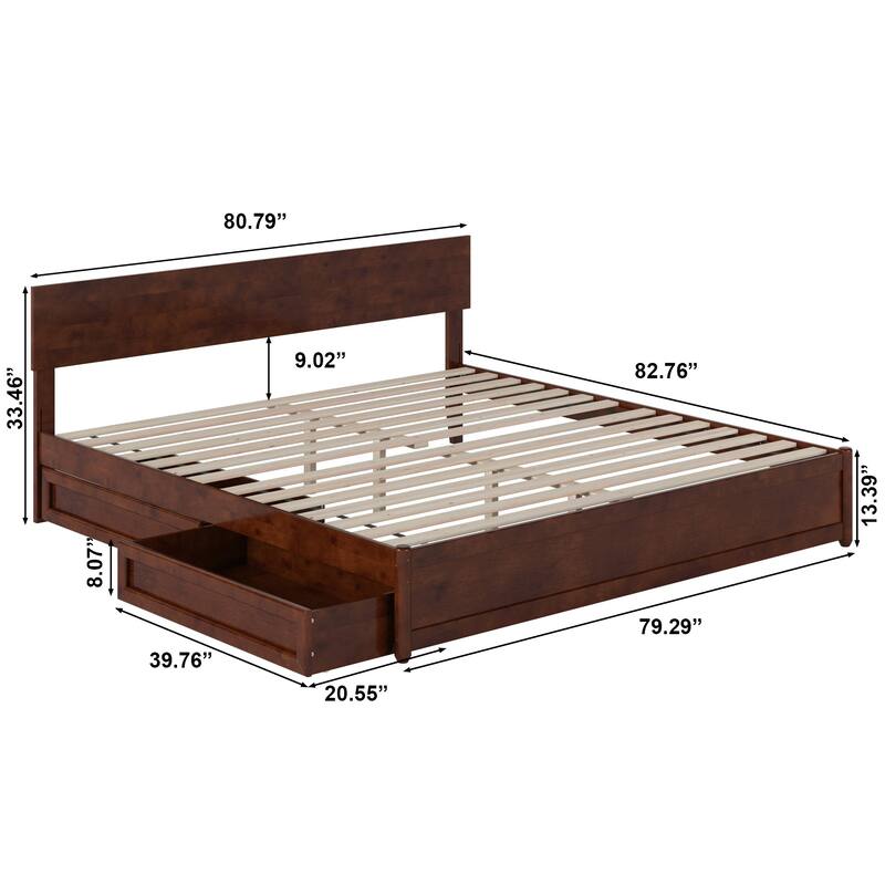 Wesley Platform Bed with Panel Footboard and Storage Drawers