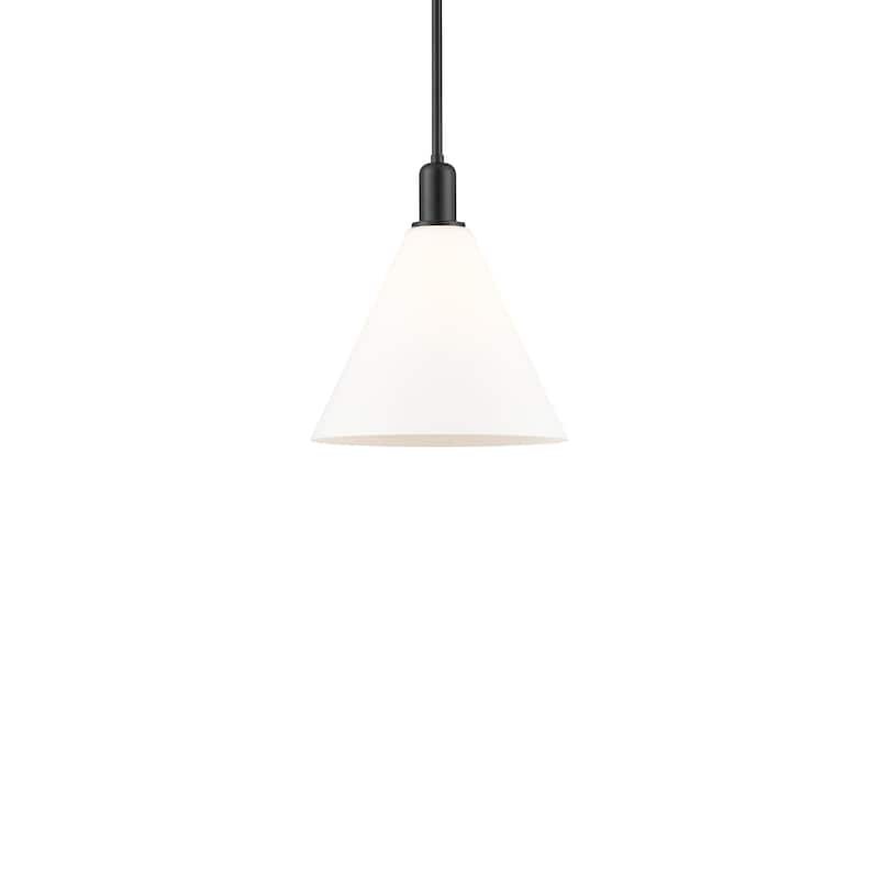 Innovations Lighting 716-1S-14-12 Berkshire Glass Pendant Berkshire - Matte Black / Matte White