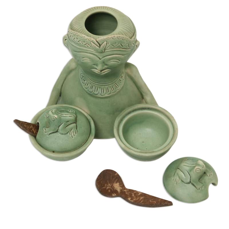 Novica Handmade Spicy Lad Ceramic Condiment Bowls