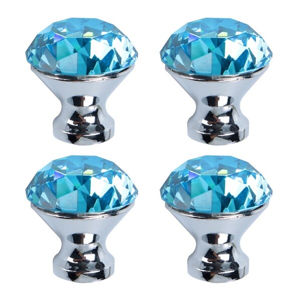 Crystal Knob Drawer Pull Handle Knob Cupboard Wardrobe Dresser 4pcs Pale Blue - Pale Blue