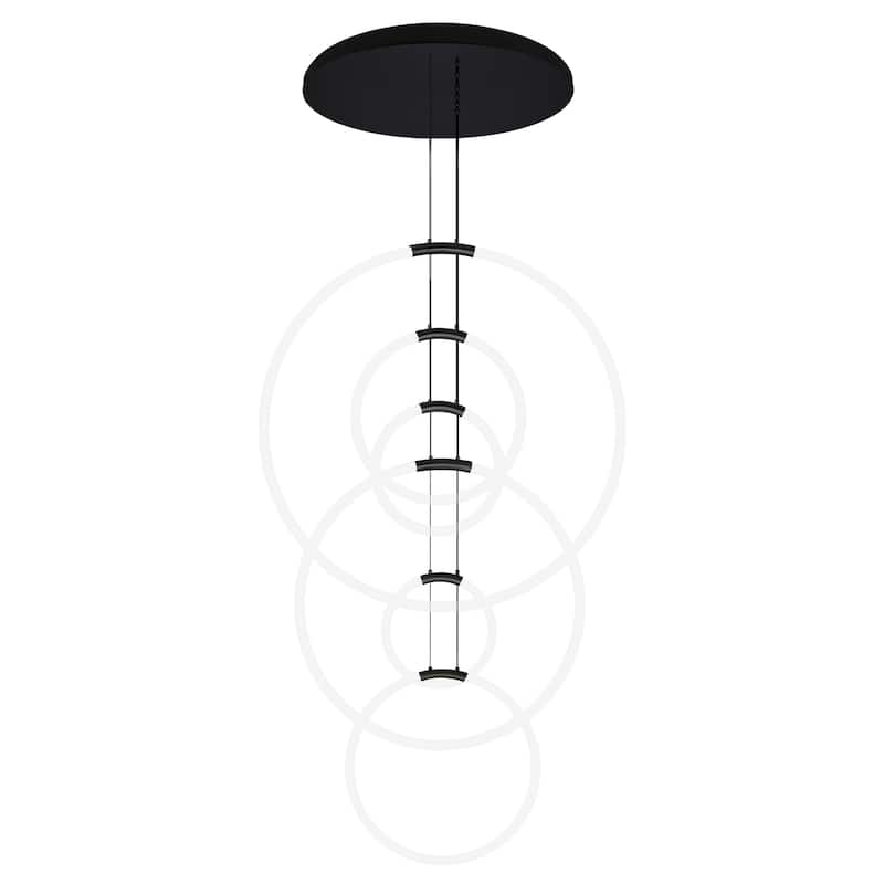 Hoops 6 Light LED Chandelier With Black Finish