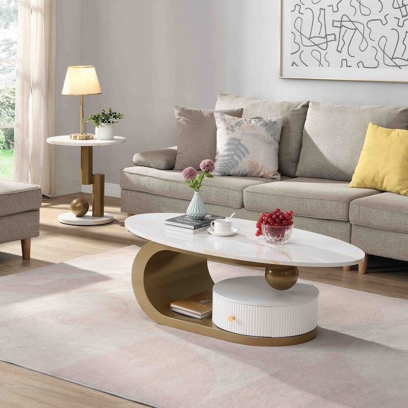 Modern Nesting Golden Coffee Table Set of 2