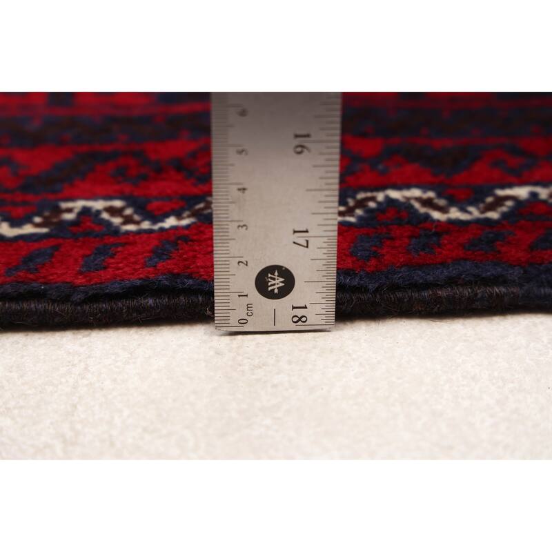 ECARPETGALLERY Hand-knotted Teimani Dark Navy, Red Wool Rug - 3'3 x 6'1