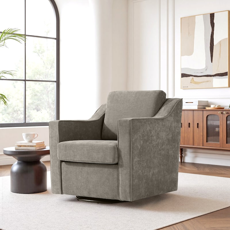 Modern 30.5" W Swivel Armchair Accent chair - CHENILLE SAND
