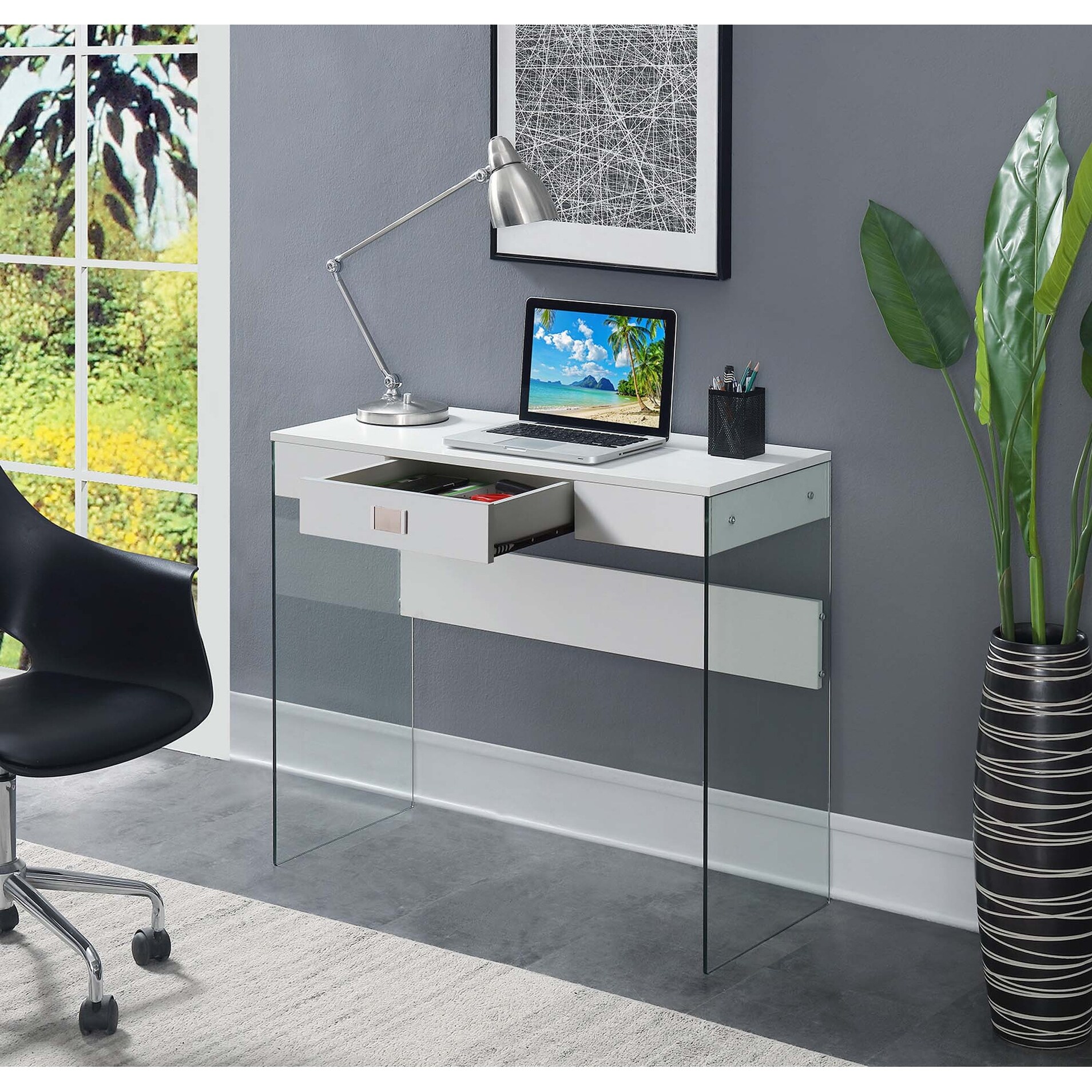 White 36 top inch desk