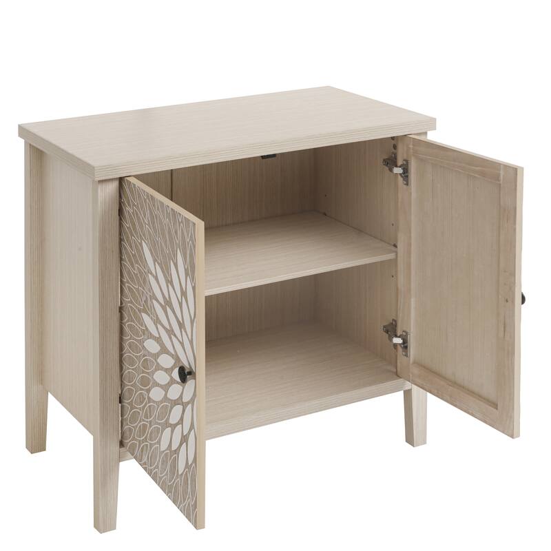 Roomfitters 2-Door Accent Storage Cabinet, Modern Carved Buffet Sideboard with Adjustable Shelf