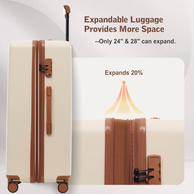 Luggage Sets 5 Piece with Front Opening, Hardside Expandable Carry On Suitcase Set with Double Spinner Wheel with USB Port
