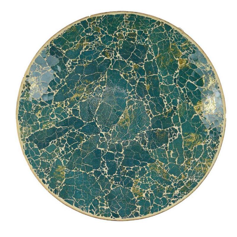Qwin Decorative Wall Platter, 24 Inch Glass Mosaic Pattern in Green
