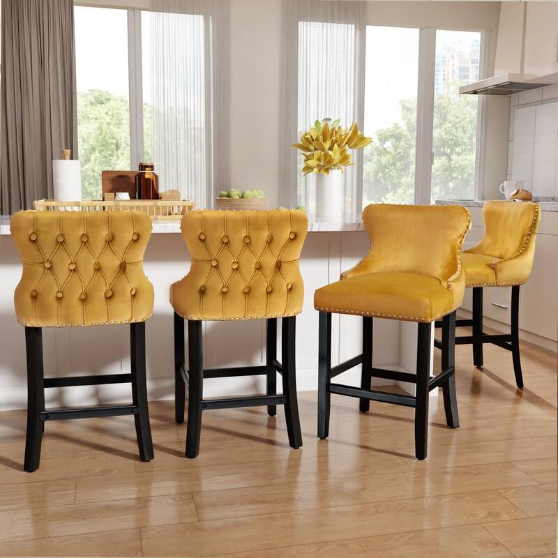 Upholstered Wing Back Bar Stools (Set of 4)