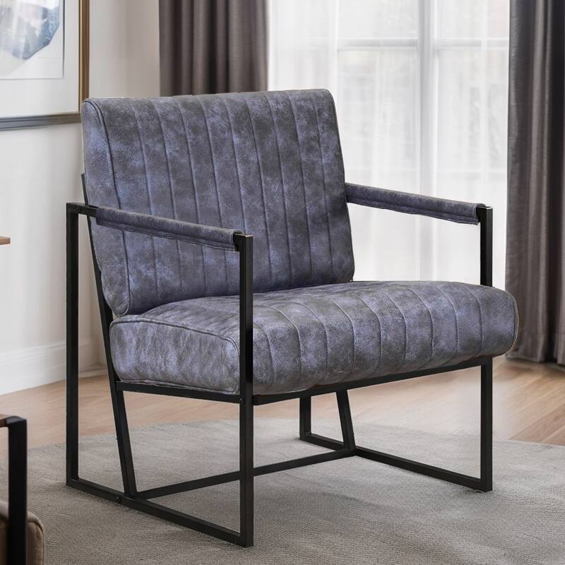 Upholstered Accent Chair with Wide Large Backrest and Thick Cushion, Reading Chair for Living Room