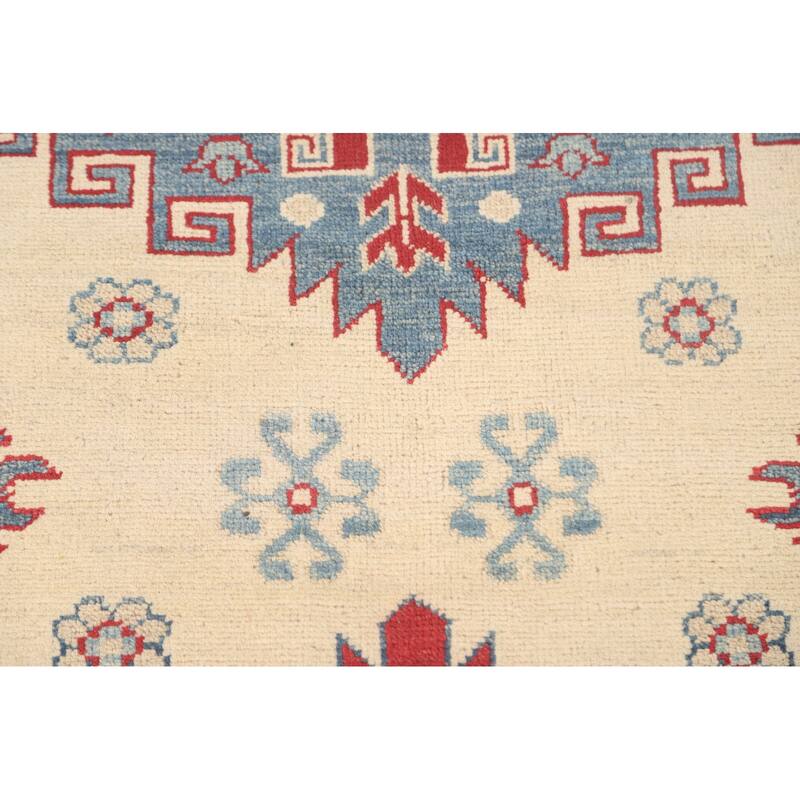 Ivory Kazak Oriental Area Rug Handmade Wool Carpet - 8'3" x 10'11"
