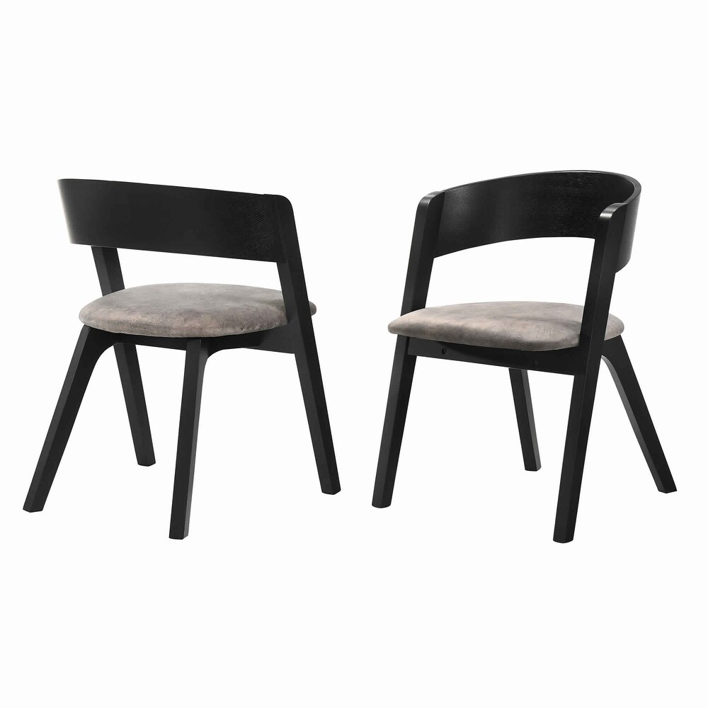 overstock mid century modern round back wood dining chair set of 2 black  and brown set of 2  black from overstock  daily mail