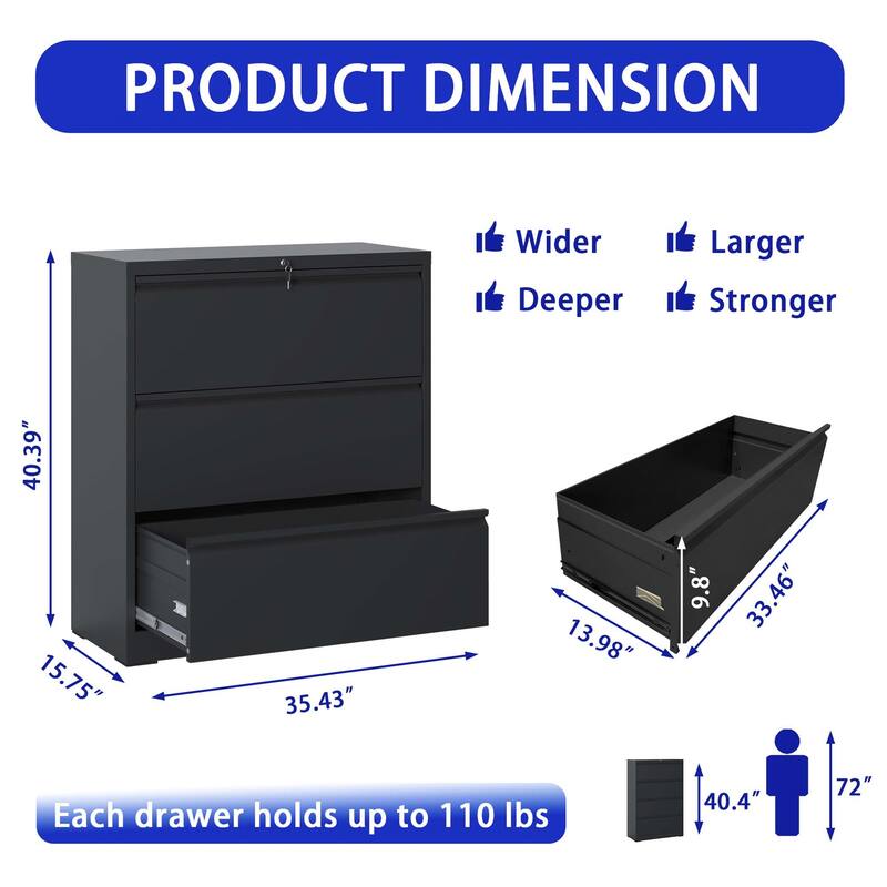 Lateral File Cabinet 3 Drawer