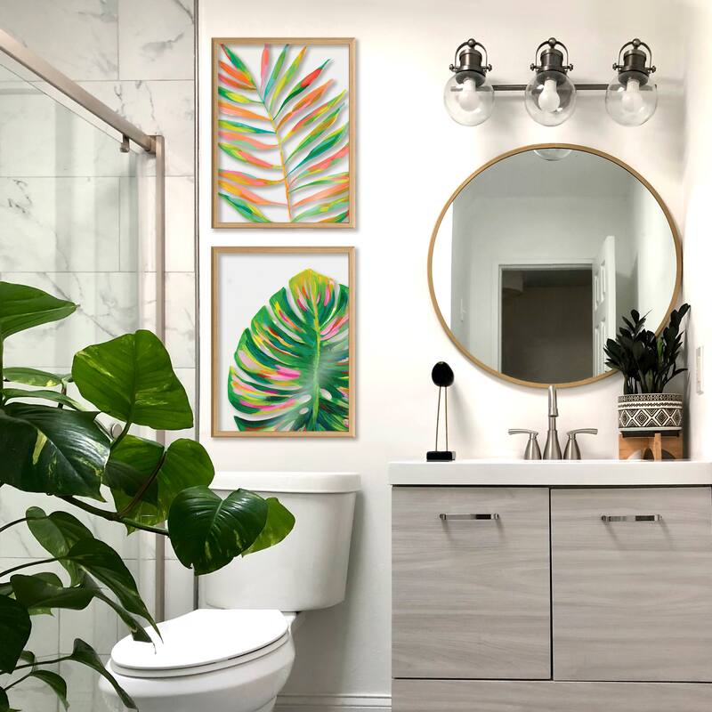 Kate and Laurel Blake Monstera Framed Printed Glass by Jessi Raulet