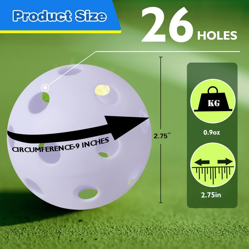 GSE™ 12-Pack Plastic Hollow Practice Baseballs, Training Softballs/Baseballs, Compatible with Indoor Pickleball Balls
