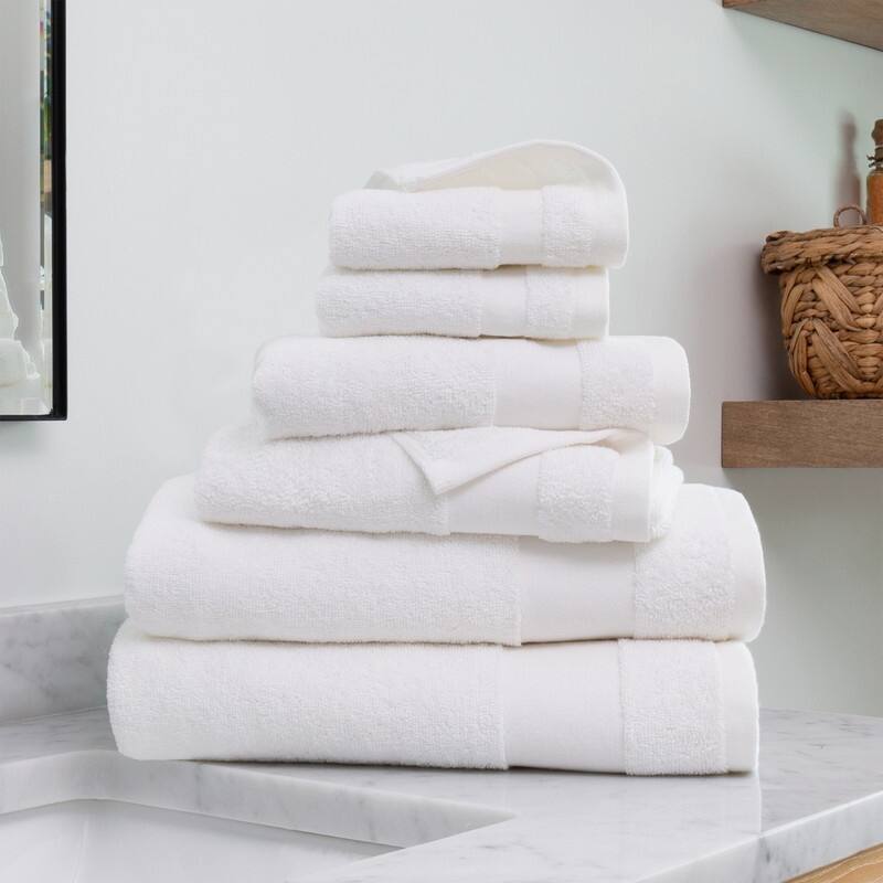 Becky Cameron Premium Ultra Soft Cotton 6pc Bath Towel Set - 6 Pack - White