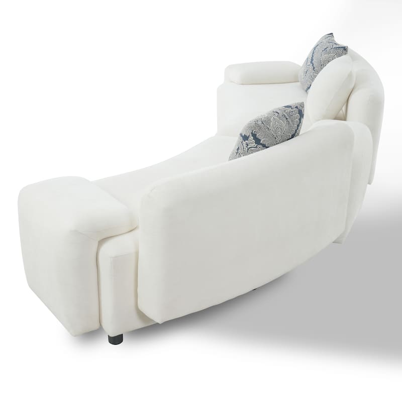 Christopher Knight Home - Lunaria 122" Modern Upholstered Curved Sofa with 2 Damask Pattern Pillows