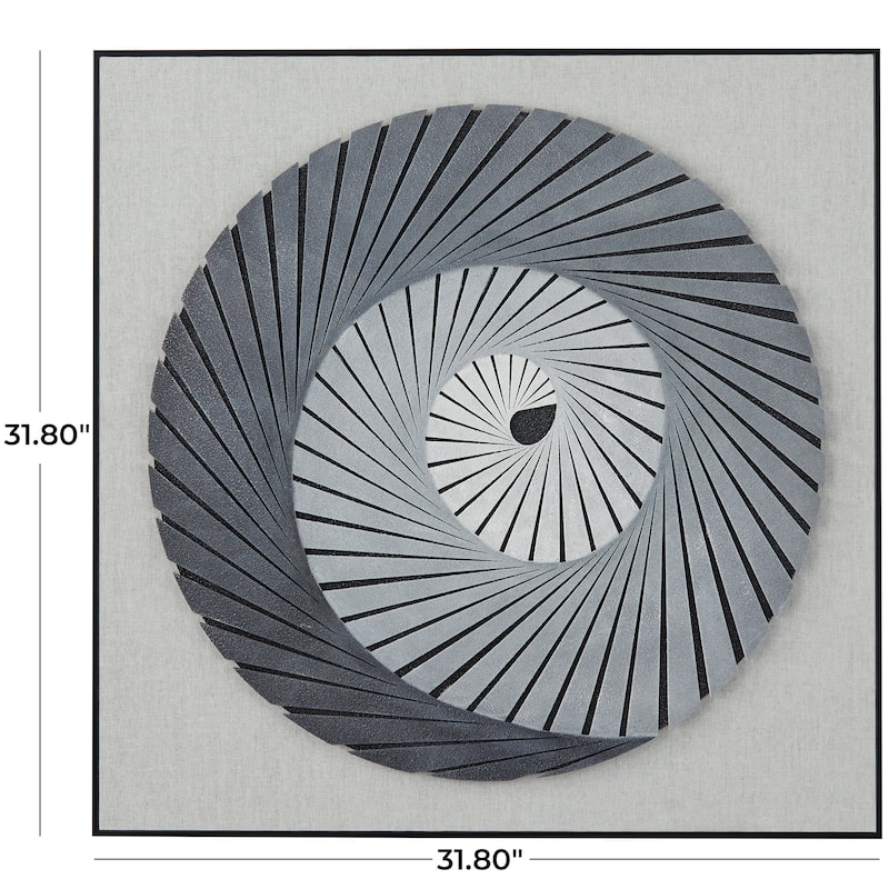 Gray Wood 3D Spiral Geometric Shadow Box with Black Frame