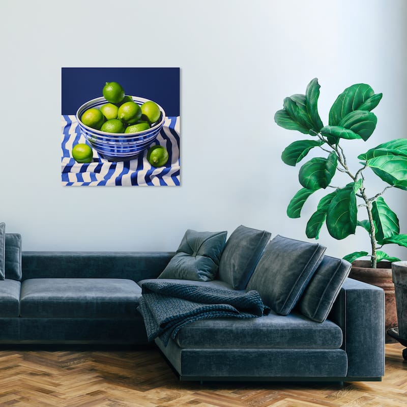 Wynwood Studio Canvas Food and Cuisine Limes in the Table Blue and Traditional Wall Art Canvas Print - 30 x 30