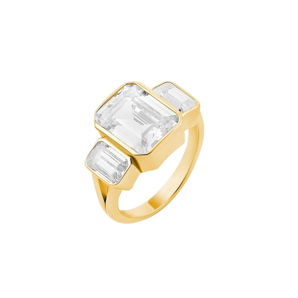 SHYMI Three Stone Bezel-Set Statement Ring