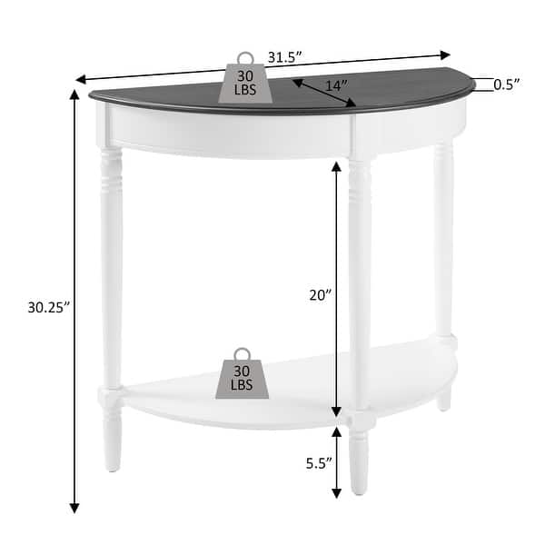 dimension image slide 3 of 5, Convenience Concepts French Country Half-Round Entryway Table with Shelf