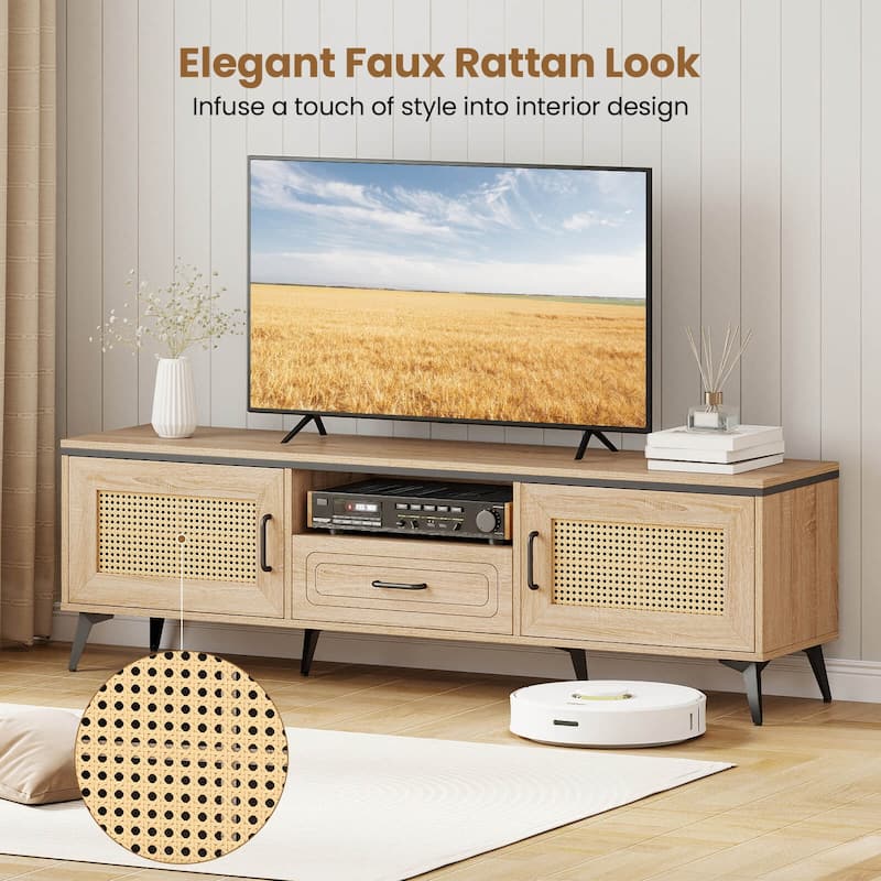 Costway Boho TV Stand for 65 Inch TVs Modern Entertainment Center with - See Details