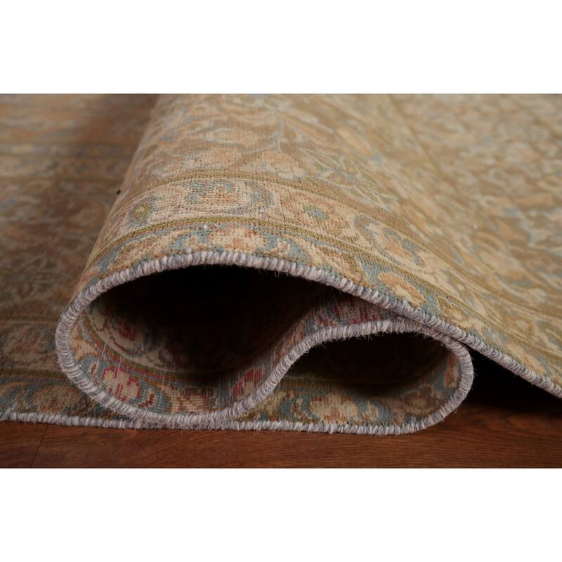 Distressed Muted Najafabad Persian Vintage Hand-Knotted Wool Carpet - 9'3" x 12'11"