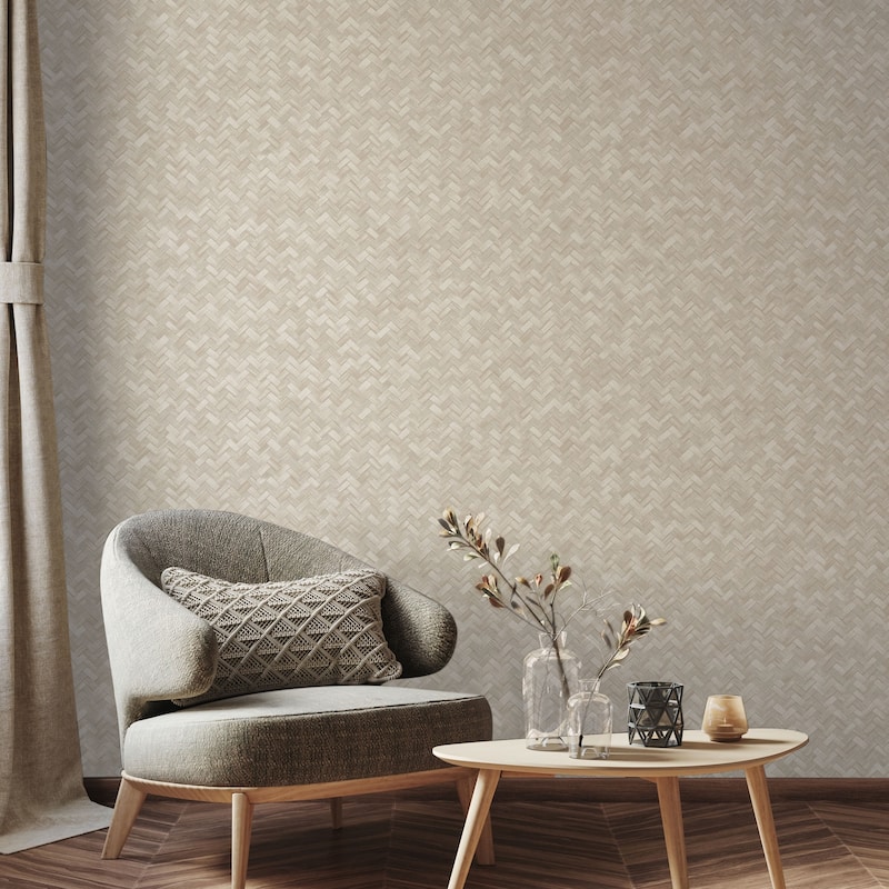 Braided Geometric Pattern Jute Basket Weave Chevron Wallpaper