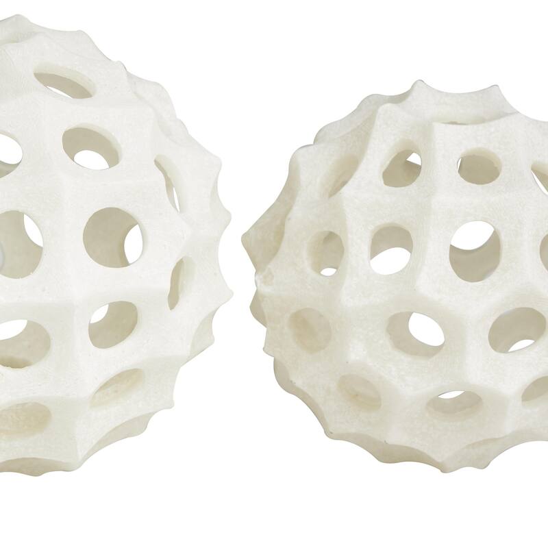 Polystone Abstract Decorative Orbs & Vase Filler - Set of 2 Cream - Roche River Decor
