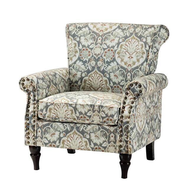 HULALA HOME Nailhead Trim Traditional Accent Armchair with Rolled Arms