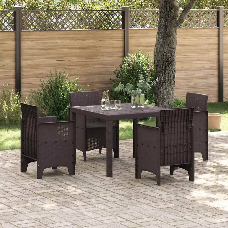 vidaXL Garden Dining Set 3/5 pcs Anthracite/Brown Polt rattan - 100 x 100 x 73 cm - Brown/ without cushion/ 4 seater