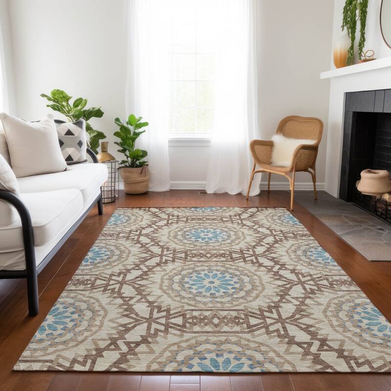 Machine Washable Indoor/ Outdoor Chantille Boho Moroccan Rug