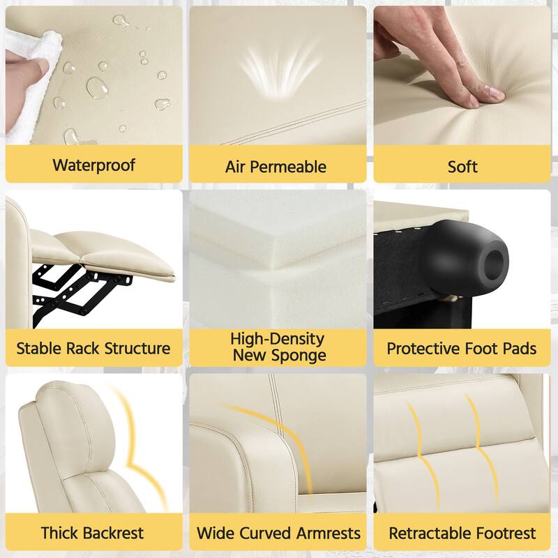 Yaheetech Recliner Chair PU Leather Adjustable Reclining Chair Sofa