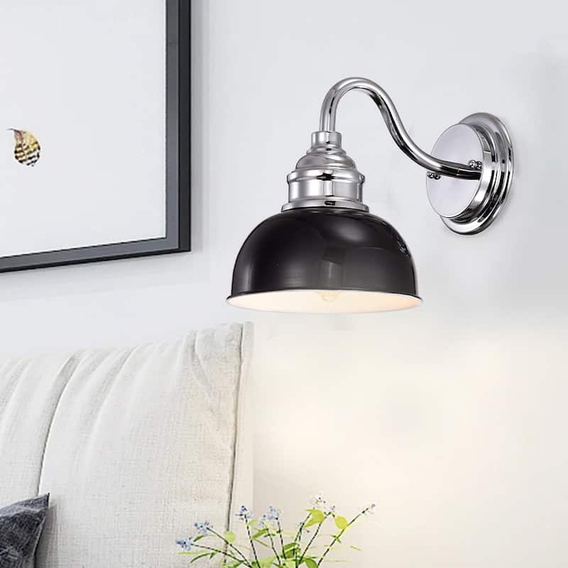 1-Light Brown Round Plug-in Outdoor Wall Lantern Sconce Porch Light