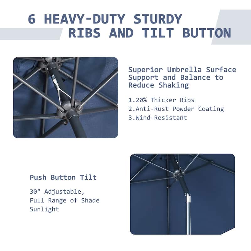 Ainfox 7.5ft Patio Umbrella Push Button Tilt Outdoor Market Umbrella Without Base