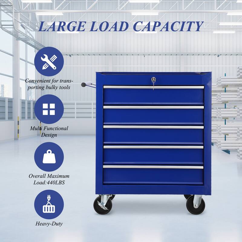 5 Drawers Tool Chest,Tool Cart with Wheels,Metal Rolling Tool Cart Storage for Garage